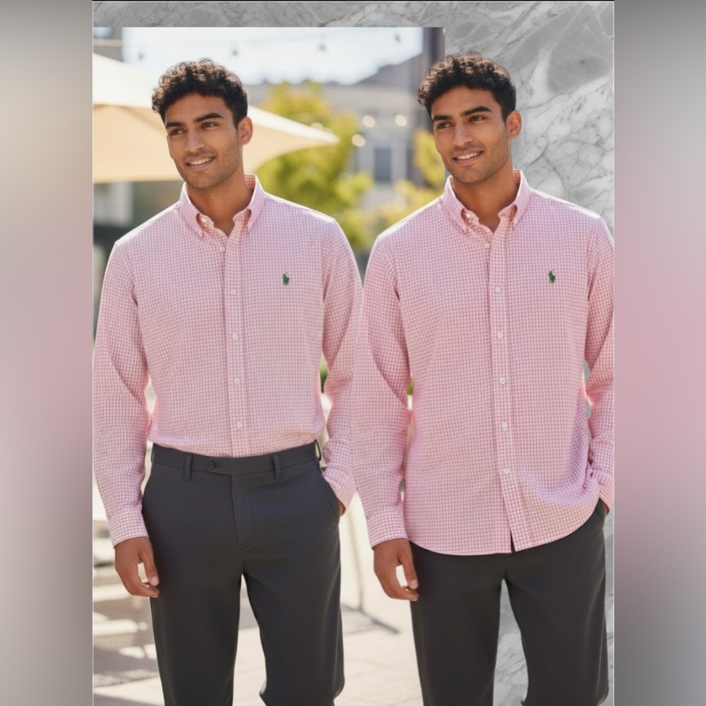 Polo Ralph Lauren Men's Classic Fit Bright-Pink Gingham Oxford Shirt Size XXL